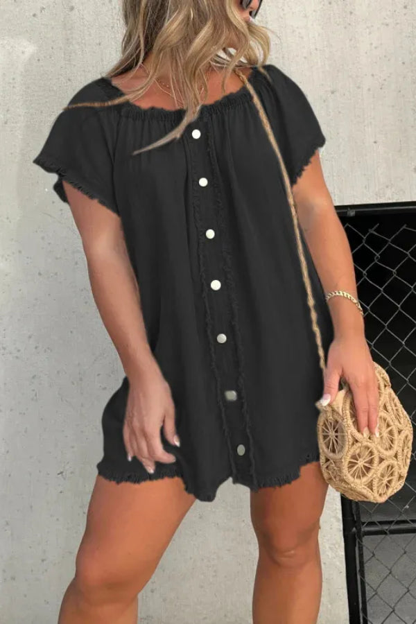 NEW SHORT SLEEVE CASUAL DENIM DRESS (BUY 2 FREE SHIPPING)