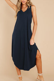 Casual loose V-neck sleeveless irregular dress