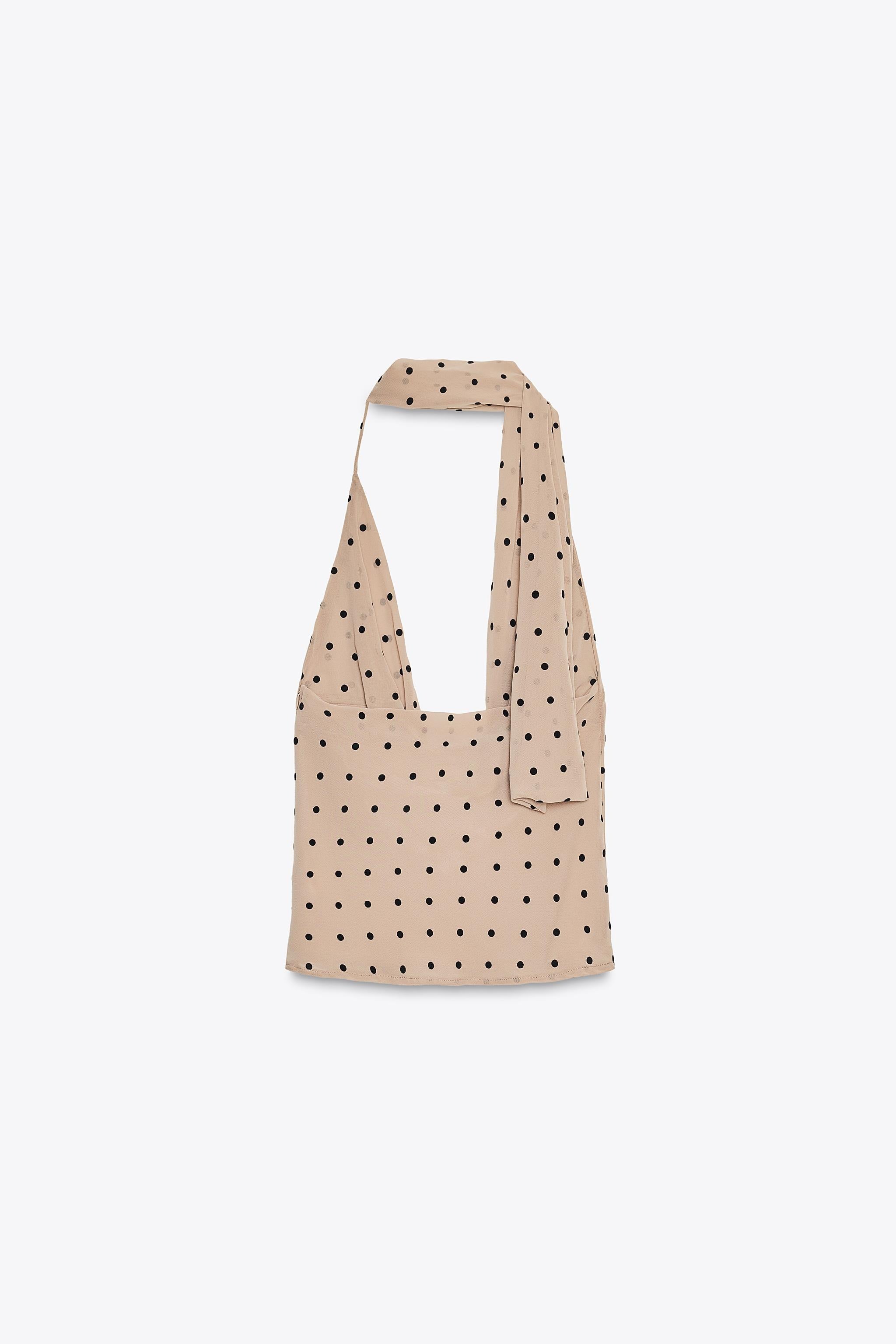 POLKA DOT HALTERNECK TOP WITH SCARF
