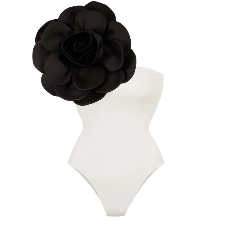 Maillot de bain une pièce et jupe/pantalon à fleurs 3D exagérées 