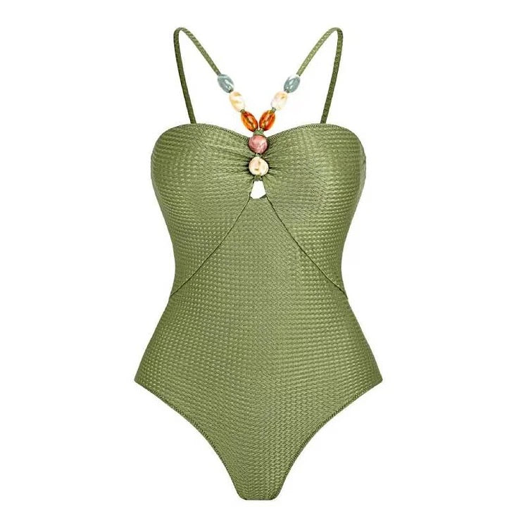 Maillot de bain une pièce à lacets et perles Stones 