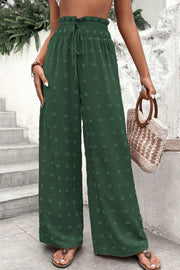 High Waist Jacquard Wide Leg Pants Casual Trousers