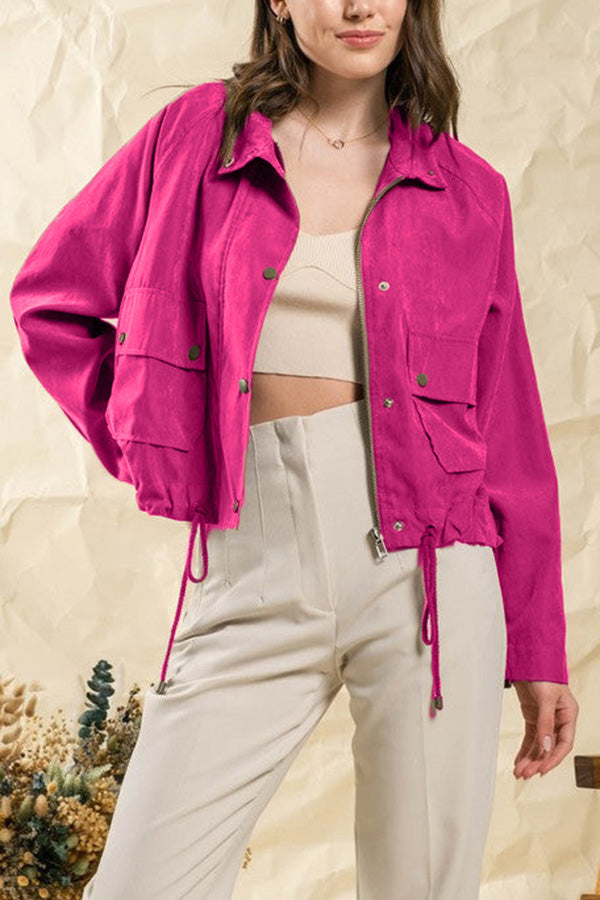 Veste midi à revers à carreaux brossés, plusieurs boutons et deux poches 