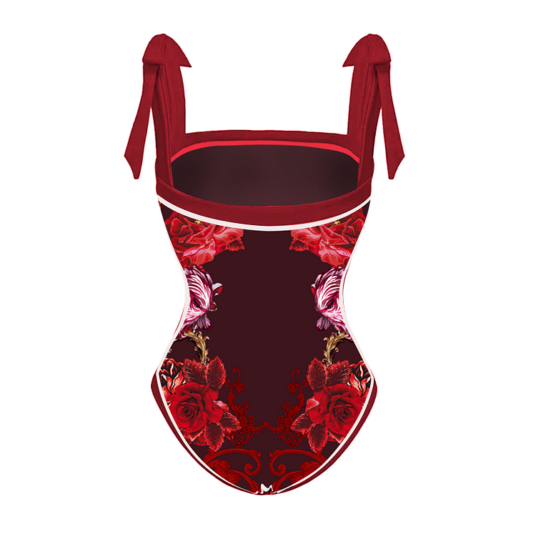 Maillot de bain une pièce et jupe à imprimé rose Swimgirls, avec nœud papillon et bretelles nouées 