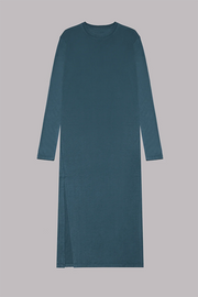 The Bedisse Cotton Blend Long Sleeve Relaxed Slit Midi Dress