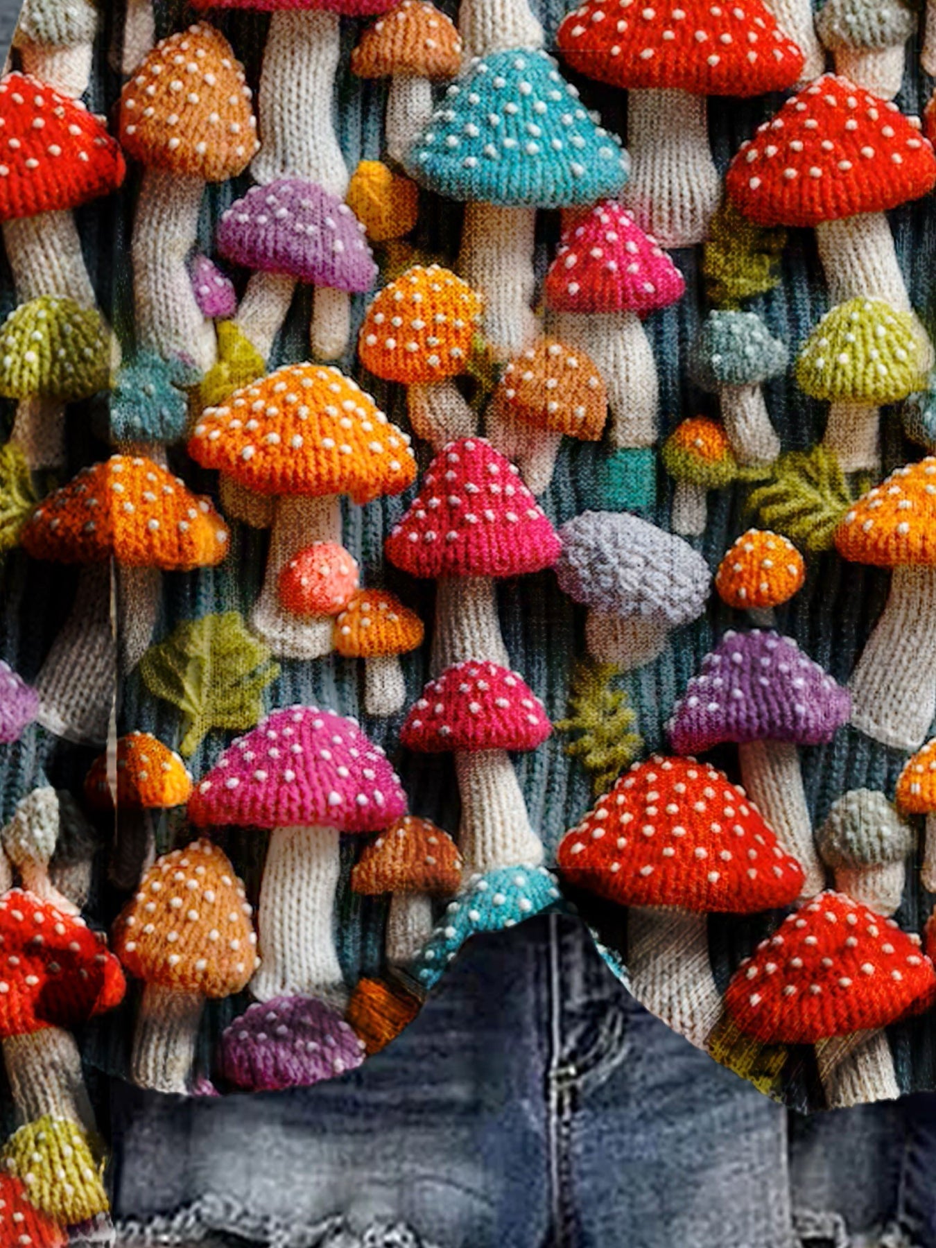 Christmas Gift Mushroom Art Print Knit Pullover Sweater