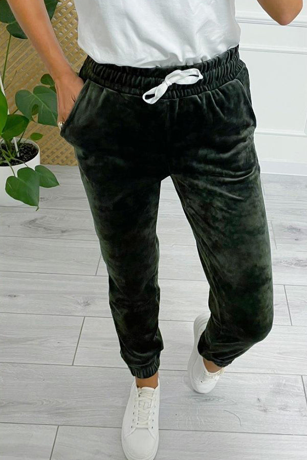 Pantalon décontracté en cachemire coréen pour femme avec ceinture élastique 