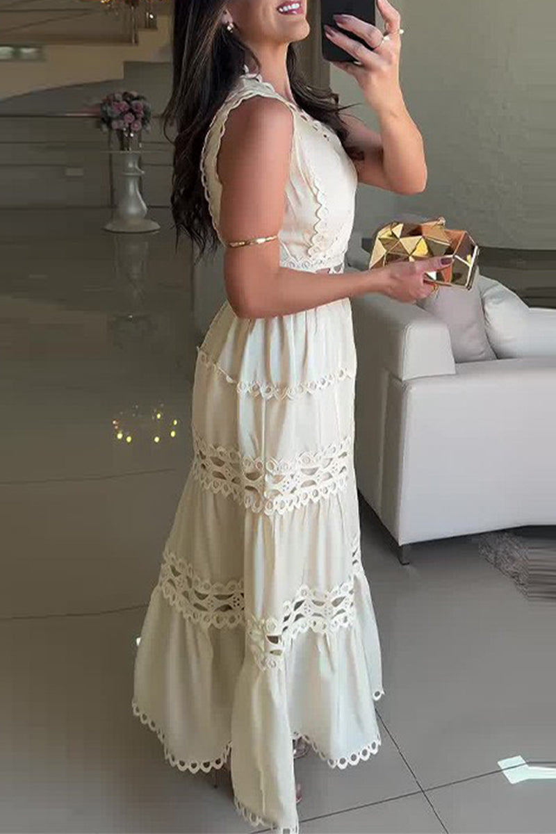 Robe longue trapèze à découpes en dentelle crochetée Eternal Grace