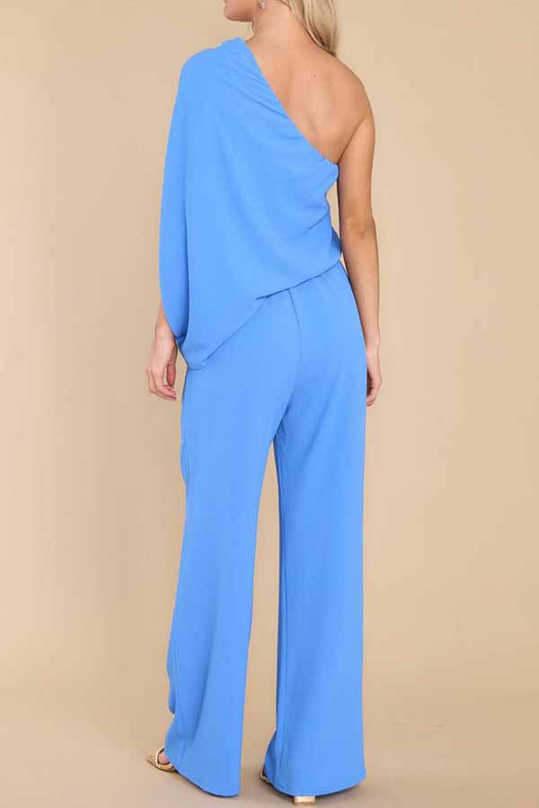 Slim drape high waist casual jumpsuit