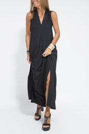 Elegant Is Eternal Knit Solid Color Sleeveless Slit Maxi Dress