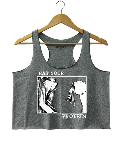 Attack On Titan Eat Your Protein Crop Tank Top