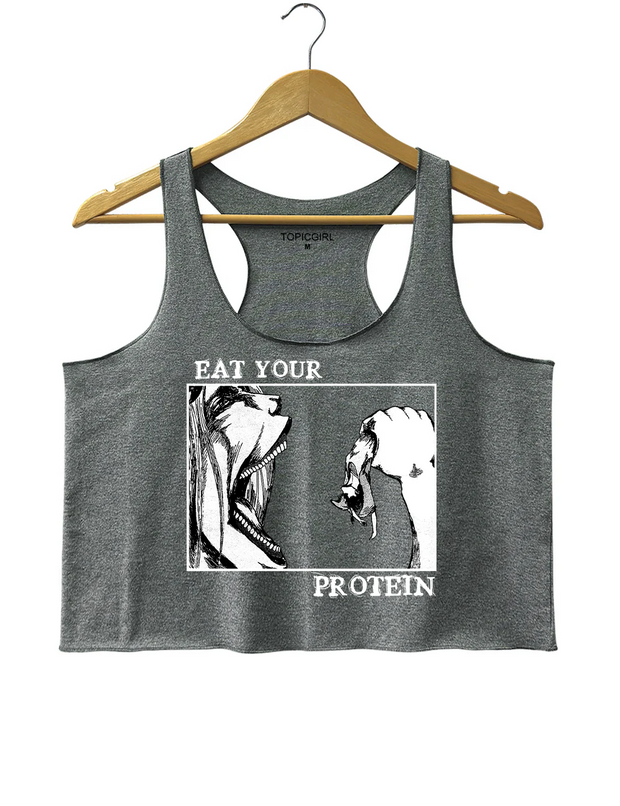 Attack On Titan Eat Your Protein Crop Tank Top