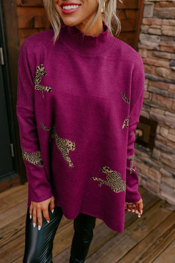COZY AND KIND – LOCKERES SWEATSHIRT MIT LEOPARDENSCHLITZ