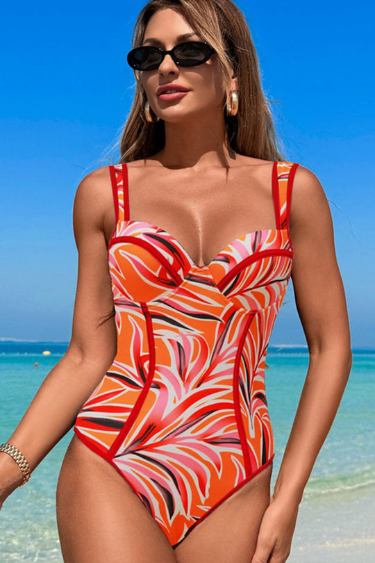 One-piece Patchwork Strap Swimsuit