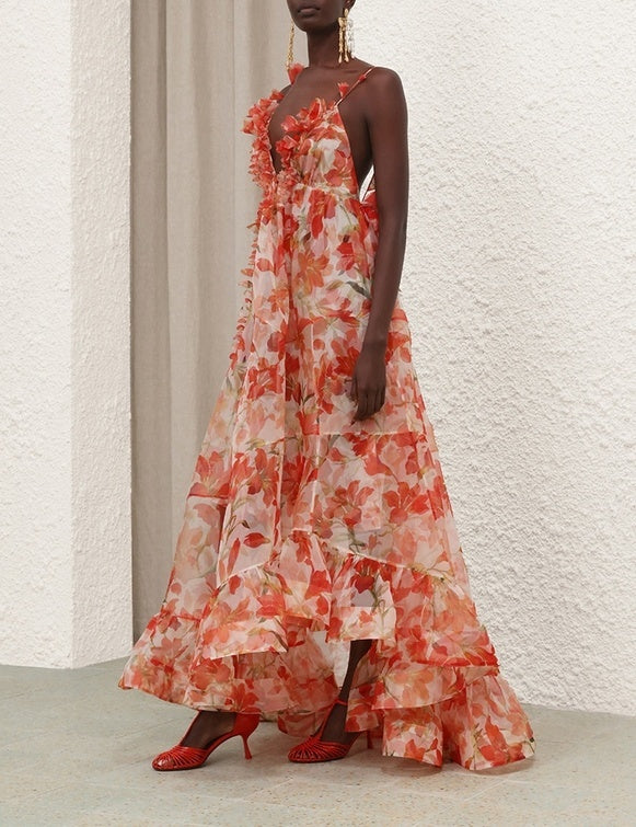 TRANQUILLITY FLORAL STRAP GOWN