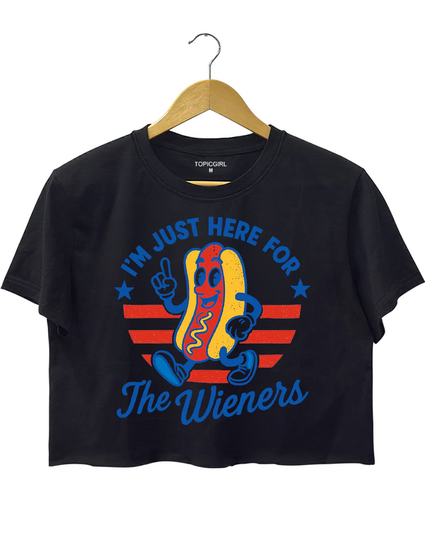 4th of July Just Here For The Wieners Crop Top