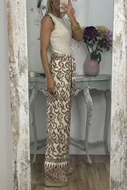 GALA waist tie ethnic totem pattern trousers