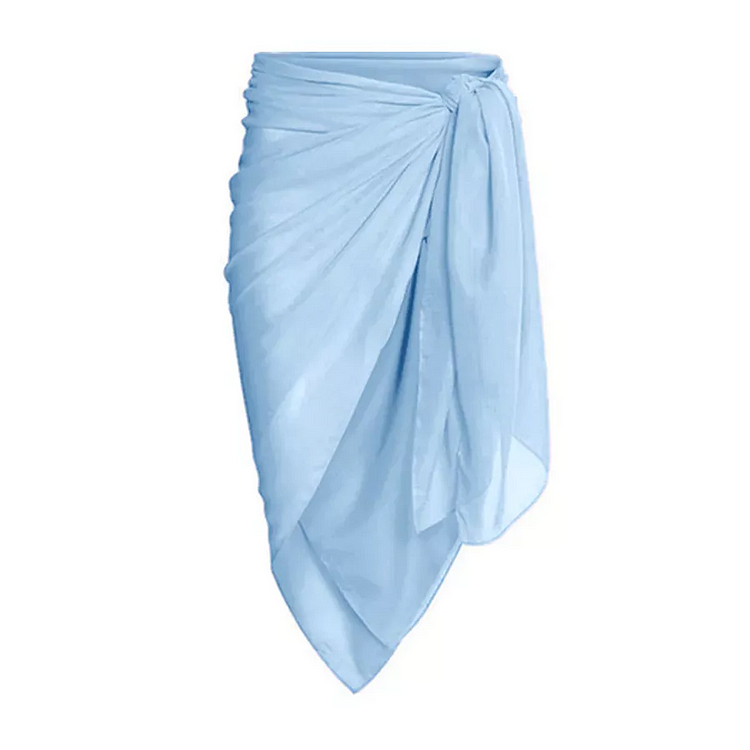 swimgirls Blauer, wendbarer Badeanzug mit Schleife und Schulterschnürung und Sarong/Rock 