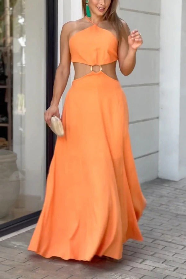 Robe longue sexy dos nu sans manches
