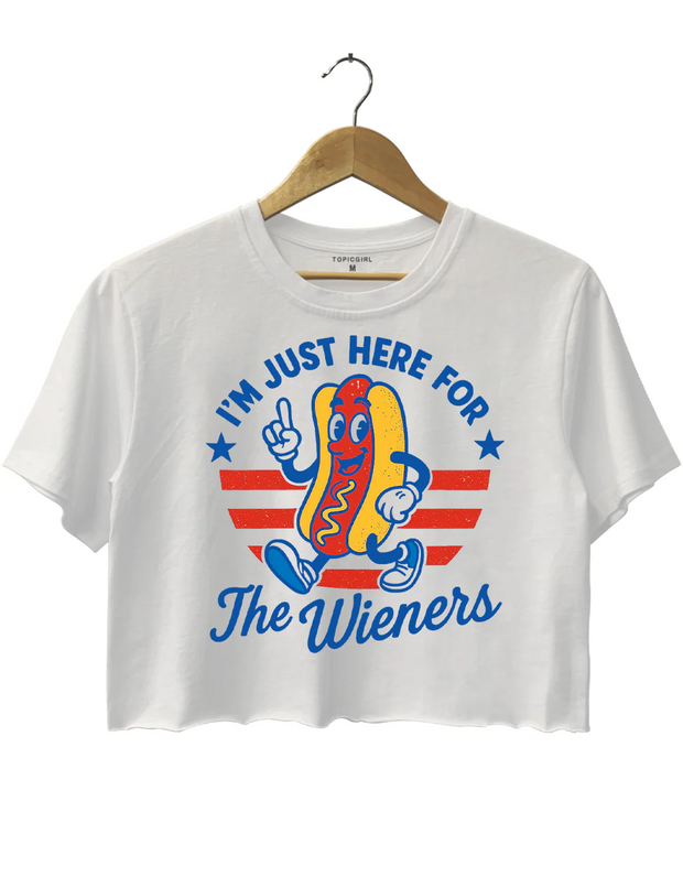 4th of July Just Here For The Wieners Crop Top