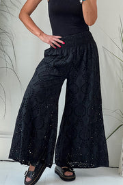 Timeless Summer Crochet Lace Smocked Wide Leg Pants