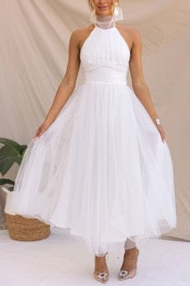 Robe longue dos nu en tulle froncé Fairy Vibes 