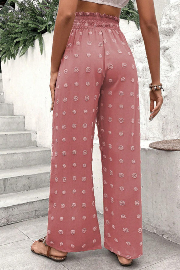 High Waist Jacquard Wide Leg Pants Casual Trousers