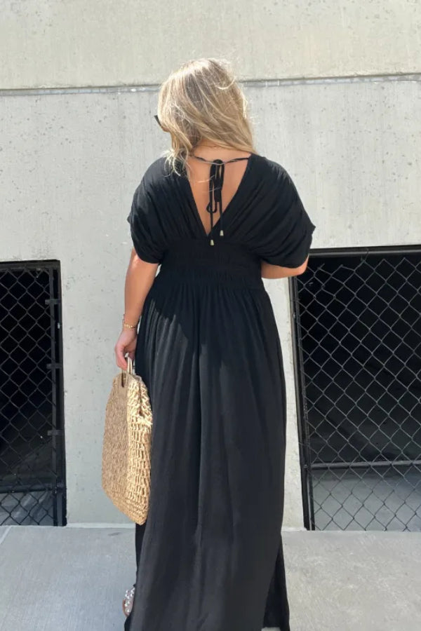 SLIT V-NECK EFFORTLESS MAXI LONG DRESS (BUY 2 FREE SHIPPING)