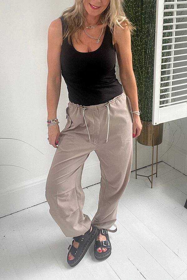 Casual Callings Drawstring Waist Pocketed Oversized Cargo Pants