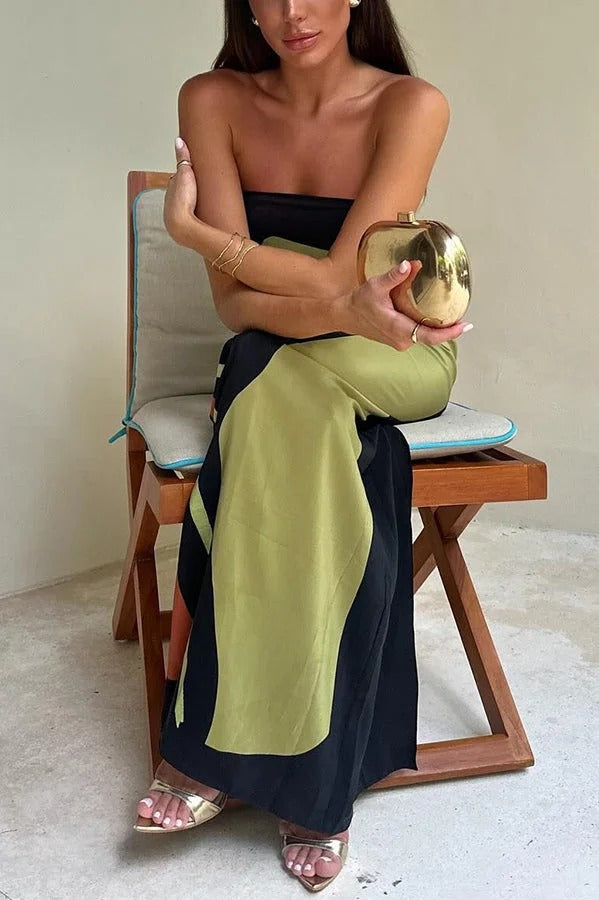 Robe longue ample à imprimé floral abstrait Jaime, épaules dénudées et élastique, idéale pour les vacances