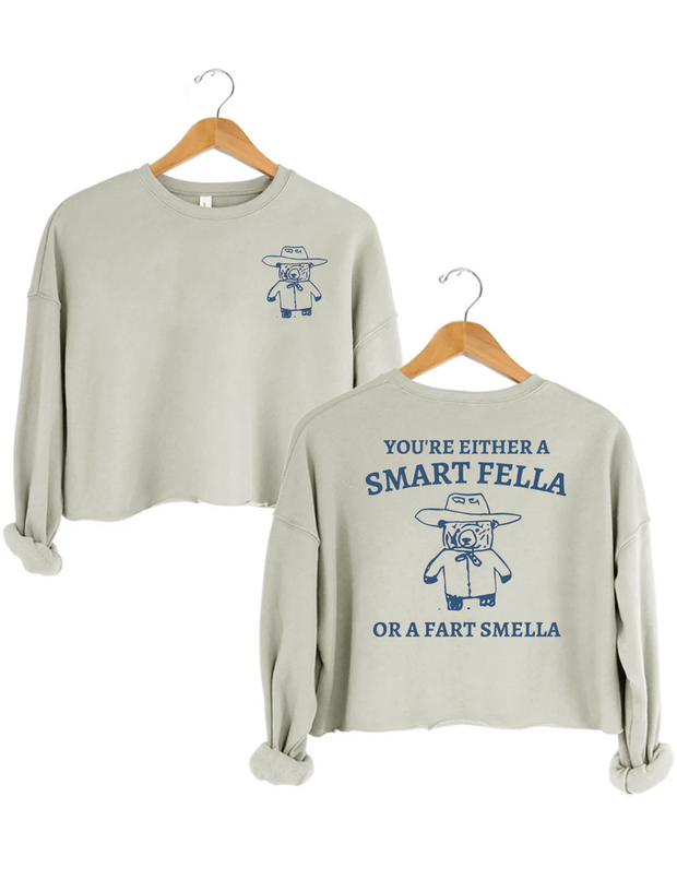 Are You A Smart Fella Or Fart Smella? Crop Sweatshirt