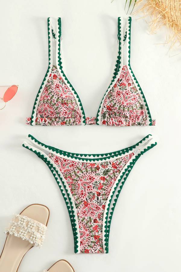 Printed two-piece sexy fresh swimsuit