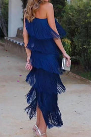 Off-Shoulder Elegant Fringe Dress