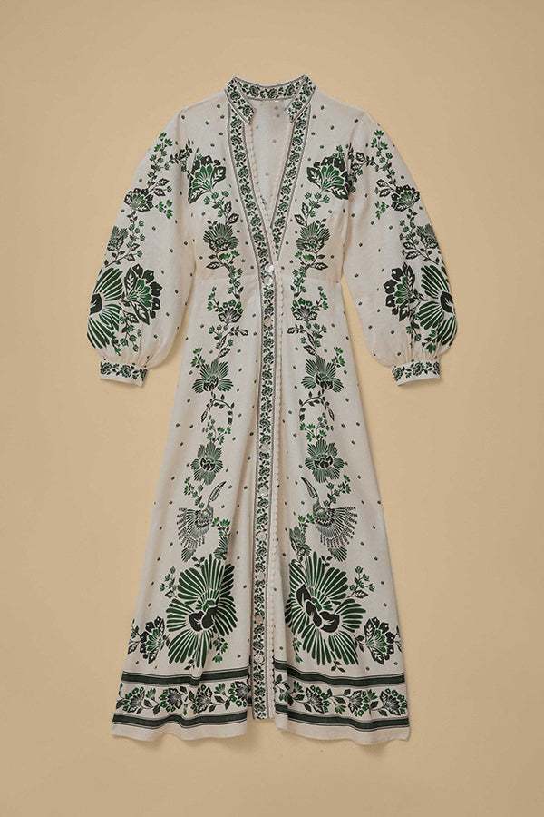 Einzigartiges Maxikleid mit Knopfleiste und langen Ärmeln