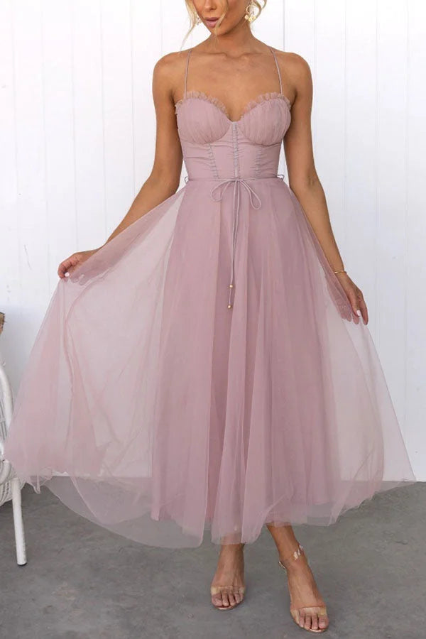 Robe longue de soirée à bretelles en mousseline de soie de princesse moderne 