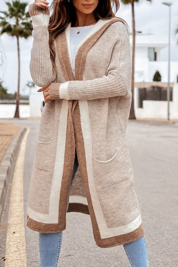 Autumn and winter casual all-match hooded long cardigan sweater jacket