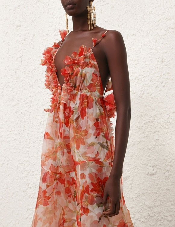 TRANQUILLITY FLORAL STRAP GOWN