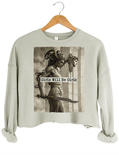 Medusa With The Head Of Perseus Crop Sweatshirt