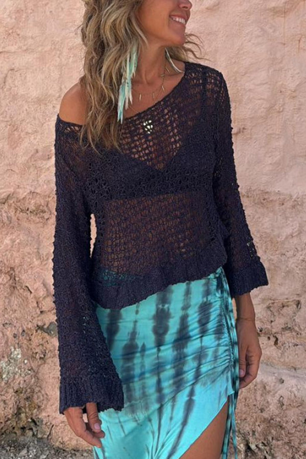 Pull ample à manches longues et ajouré en tricot Visalia