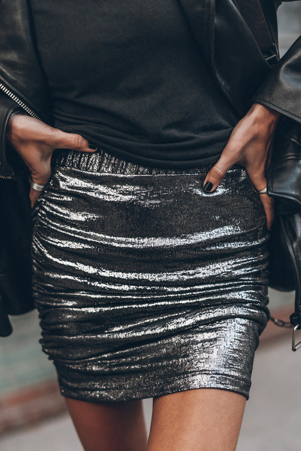 The Perfect Match Minirock aus Glitzerstoff mit gerüschtem Gummibund