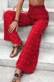 High Waist Jacquard Wide Leg Pants Casual Trousers