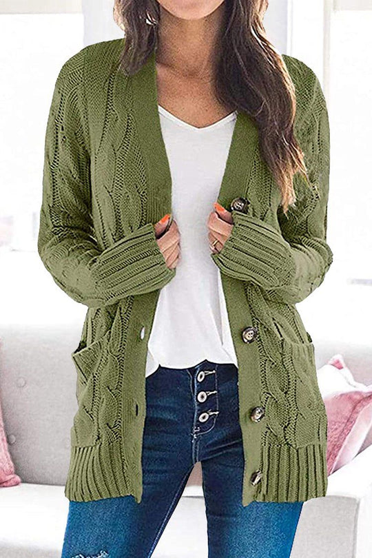 Cardigan épais en tricot de couleur unie à boutons