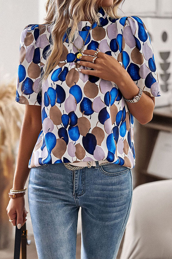 Good for Me Printed Short Sleeve Relaxed Top