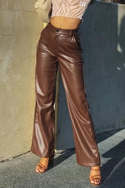 High elastic PU leather pants