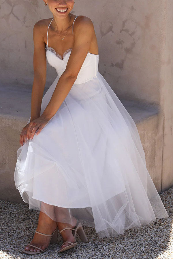 Robe longue de soirée à bretelles en mousseline de soie de princesse moderne