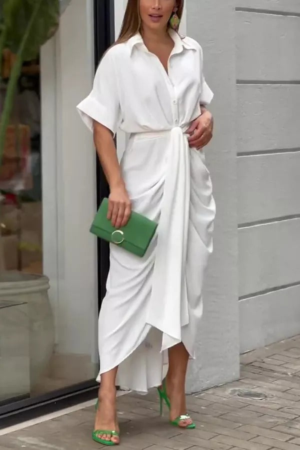 Daring Heart – Midi-Hemdkleid mit Bindeband vorne 
