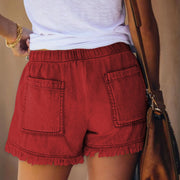 Women's Elastic Drawstring Casual High Waist Thin Denim Shorts