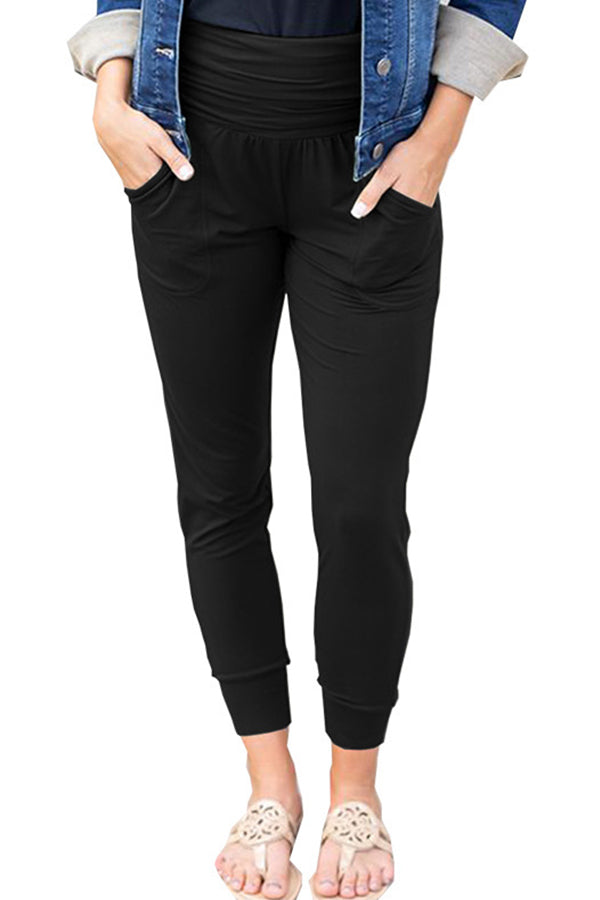High Waist Pleated Pocket Casual Cropped Pennies