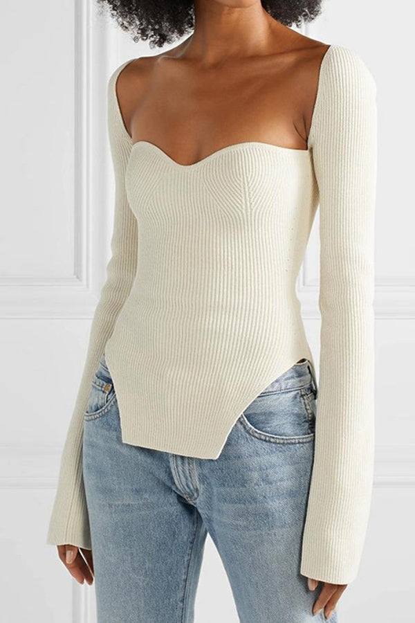 stretchy off-the-shoulder bottoming sweater