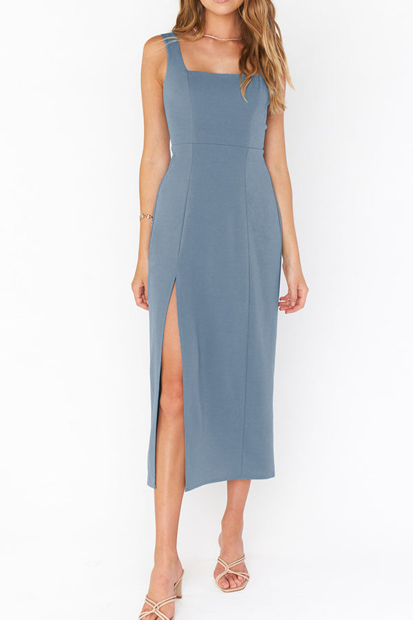 Elegant French high-end dress with sling slits